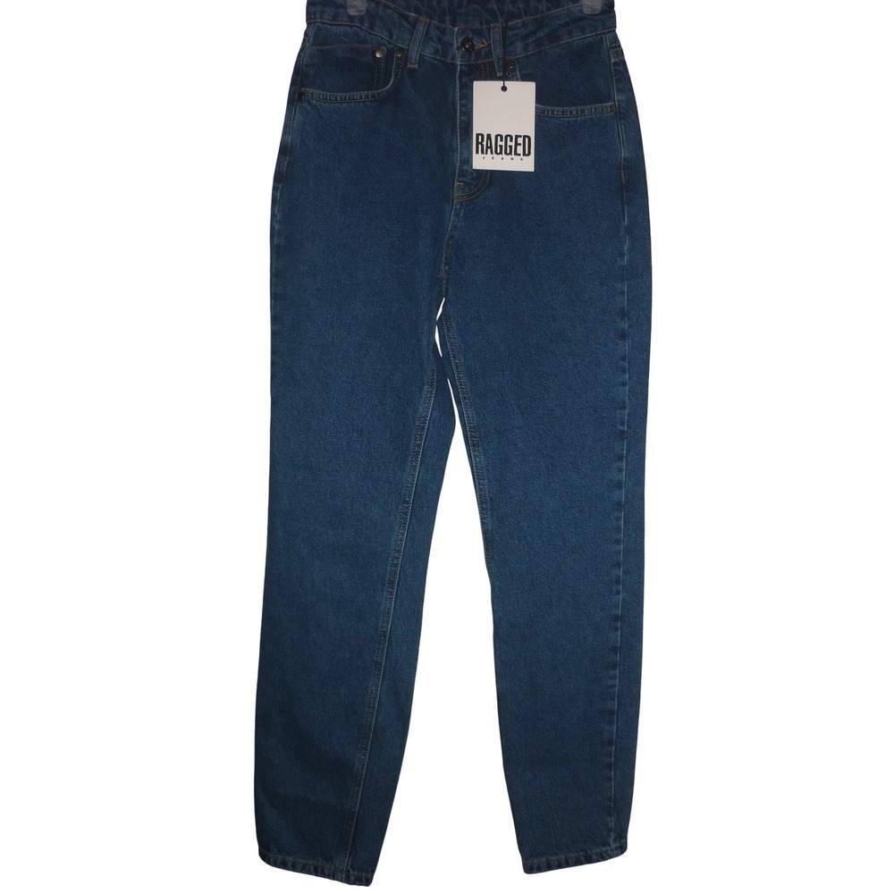 NEW The Ragged Priest Ragged‎ Jeans High Waisted Mom Jeans Dark Wash Blue 26x29